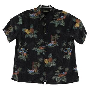 Batek Bay Black Hawaiian Rayon Short Sleeve Button-Up Mens XXL Shirt